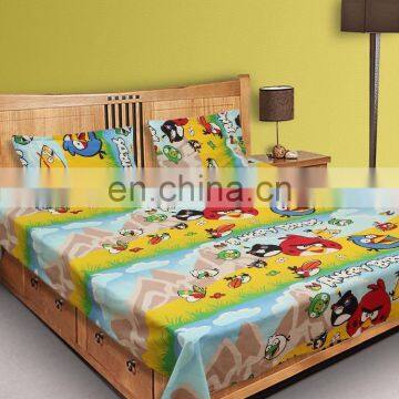 Multicolor Cartoon Double Bedsheet With 2 Pillow Covers