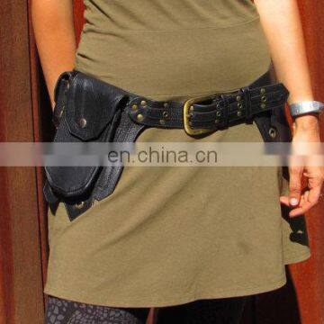 Leather Utility Belt Leather Hip Belt Bag Festival Burning Man Belt With Five Pockets in Leather Waist Belt Bag Funny Style Bag photo-6