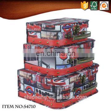 Cheap Old Fashioned Style Suitcases With London Pattern photo-3