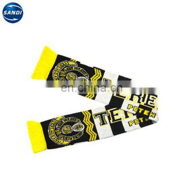 Promotional Acrylic sport fan custom football knitted scarf