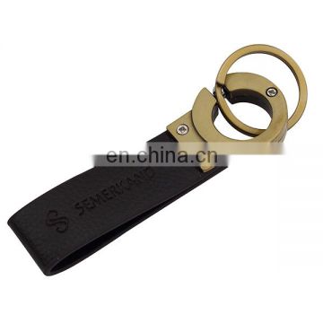 Custom design high quality bussiness metal leather pu keychain