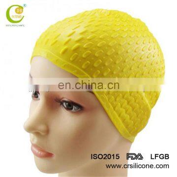 Fashion Adults Waterproof Silicone Swimming Long Hair Cap Hat With Ear Cup