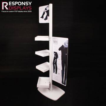 Fashion Design Wood and Metal Floor Standing Skinny Pants Display Rack with a Big Logo Board