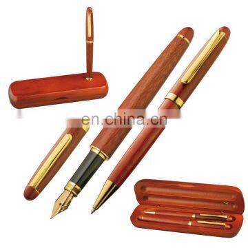 twin wood fountain pen and ballpoint ball pen with wood gift box RB17105