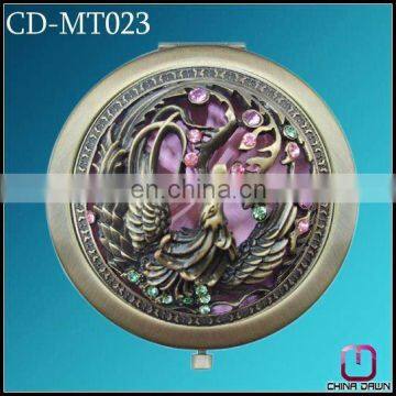 fashion round brass foldable mirror with crystal CD-MT023