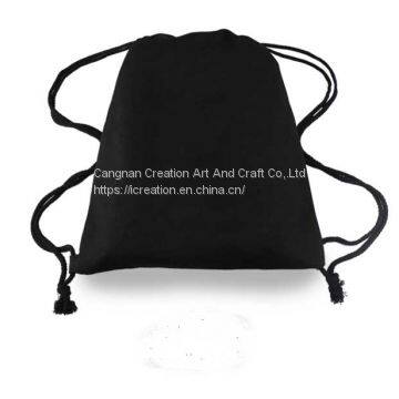 Wholesales Eco Canvas Schoolbag Drawstring Backpack Bag Travel Sports Pouch Bag photo-2