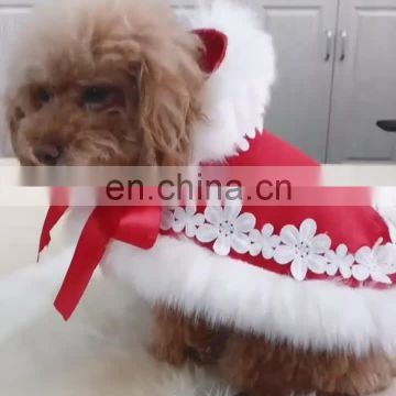 Pet dogs New Year's red cloak hoodies flower cape cats winter Clothes sample free