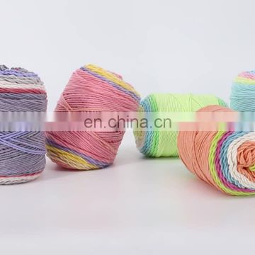 Worsted knitting yarn cotton acrylic blend rainbow yarn for sale