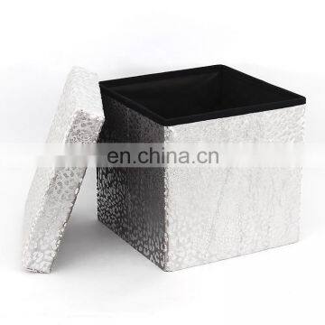 Customized Modern Fashionable Home Furniture Foiled Velvet foldable storage ottoman