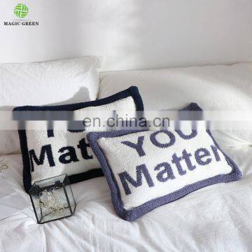 in Stock Wholesale Zero Defect Super Soft 100% Polyester Micro Feather Yarn Knit Baby Room Travel Throw Blanket Pillow Cushion photo-5
