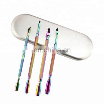 Dual-ended Chameleon Nail Cuticle Pusher Kit Dead Skin Remover Rainbow Stainless Steel Manicure Pedicure Nail Art Tool