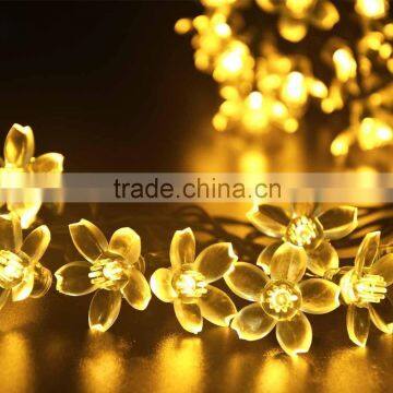 50 LED 7M Peach Blossom Shape Solar Powered String Fairy Lights for Indoor Outdoor Garden Christmas Wedding Party