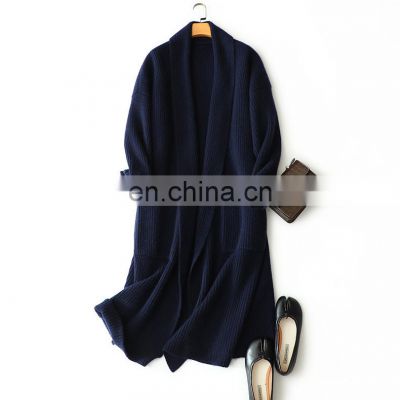 Women Winter Warm Thick Cashmere Rib Knit Heavy Long Cardigan