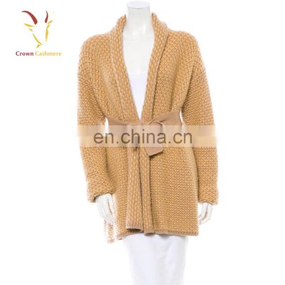 Wholesale Beige Long Knit Sweaters Robe Femme