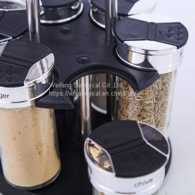 6 Jars Rotating Rack Set Spice Organizer Rack Kitchen Cabinet Spice Rack photo-2