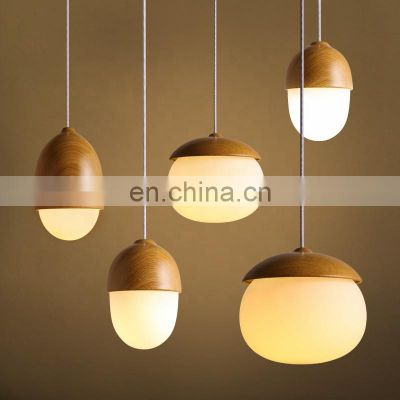 Nordic Style Modern Wooden Nuts Shape Pendant Light E27 Base Decoration Lamps