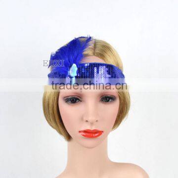 Christmas/Halloween/Party Costume Blue Feather Sequin Headpiece Headband photo-3