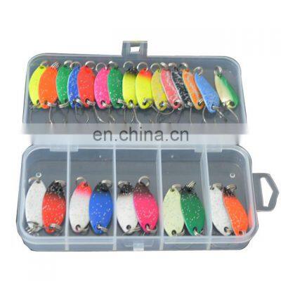 25pcs/box  New design trout 3g colorful metal spoon copper  bass fishing lure  Hard Sequins Spinner Spoon Bait Trout set