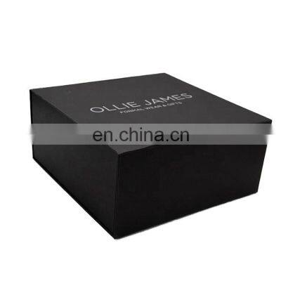 Luxurious minimalist style cosmetic product packaging black gift boxes with magnetic lid