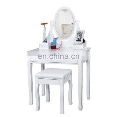 White Dressing Table With Stool With 3 Drawers And Makeup Vanity Table