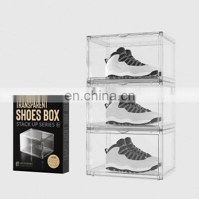 Clear Transparent Wholesale Shoe Box uk Stackable Jordan Nike Acrylic Shoe Box Magnetic With Custom Logo Front Plastic Shoe Box photo-5