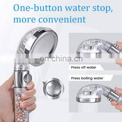 Best Tiktok Stainless Steel Water Saving Mineral Power Stone Filter High Pressure Rain Shower Head Handheld Shower photo-3