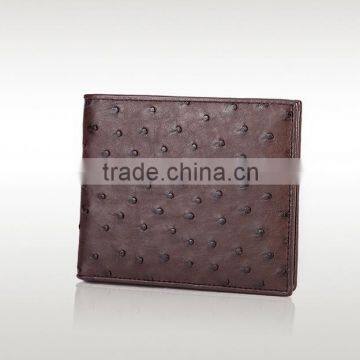 High Quality Brown Color Genuine Real Ostrich Leather SIM Card Slot Small Wallet for Men photo-2