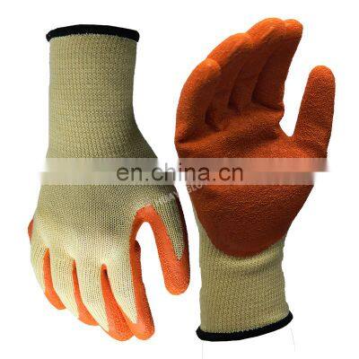 Colorful Cotton Gloves Covered Latex Industrial Heavy Duty Cleaning Latex Gloves Anti-Slip Crinkle Latex Gloves China Factory