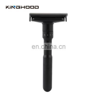 Biodegradable Custom Metal Black Double Edge Adjustable Safety Razor for Men photo-2