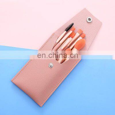 Pink Wooden Handle Synthetic Private Label Nylon Hair Makeup Brush Set For Ladies Make up Tool 8pcs