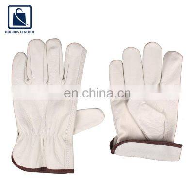 White Color Straight Thumb Color Binding Fashionable Leather Gloves Supplier photo-3