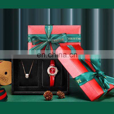 Wholesale Watch Box With Ribbon Red Green Gift Box Customized Logo Paper Wood Velvet Lining Box Sets photo-3