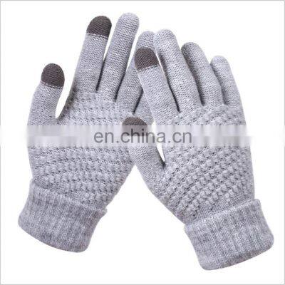 Women Men Knitted Winter Acrylic Gloves Warm Thick Gloves Touch Screen Gloves photo-2