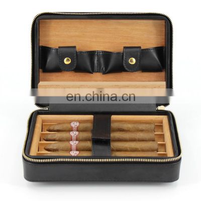 wholesale modern small portable travel solid wood cigar box bag cedar wooden cigar humidor