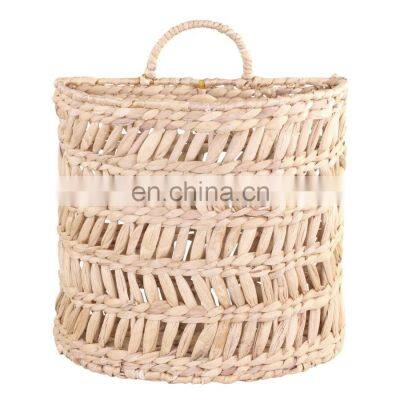 Hot Sale Water Hyacinth and Jute Antique Wicker Wall Hanging Baskets for Plants Accessories Flower Holder Supplier photo-2
