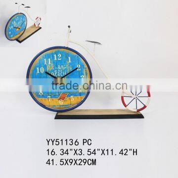 Factory cheap bicycle metal table clock, wholesale cheap clock