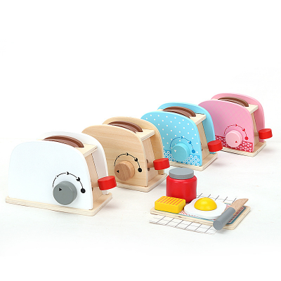 Children's Simulation Wooden Four-Color Bread Maker and Coffee Maker Set for Boys and Girls - Kitchen Pretend Play Toy photo-3