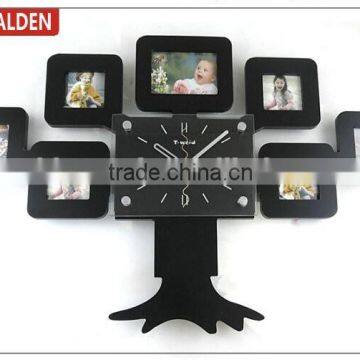 7 Pictures Tree Shaped Decorative Photo Picture Frame Wall Clock