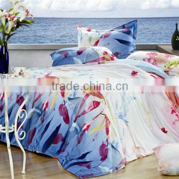 Pigment Print Leaf Plant Bedding Cotton Duvet Cover Bed Set