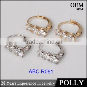Simple Jewellery Design Lever Back 14k Gold and cz Earrings photo-2