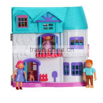 Plastic Family Dolls House With Furniture Kits