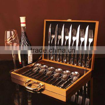 24pcs With Box Stainless Steel Tablewear Knife Fork Spoon Teaspoon Camping Cutlery Set