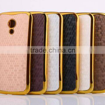 Mobile phone electroplating leather case for Motorola G2 2ND GEN hard back cover case