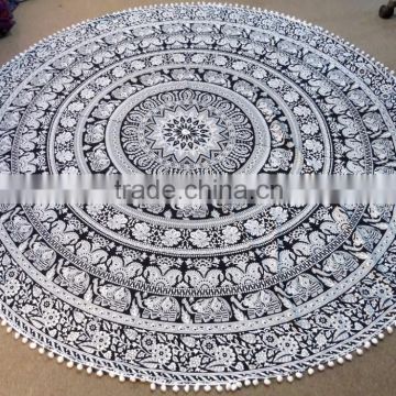 Mandala Beach Towel, cotton roundie beach towels round towels with tassels