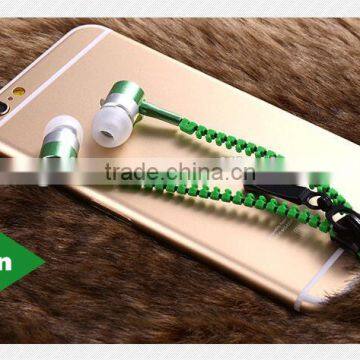 3.5mm super bass sound zipper earphone with speaker