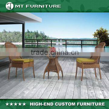 Outdoor Rattan Garden Round Table with 2 Armless Chair for Patio