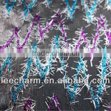 Polyester Metallic Blended Bolt Pattern Printed Foil Organza Mesh Fabric