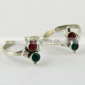 Bulk Buy from India !! Red Onyx_Green Onyx 925 Sterling Silver Toe Rings, Silver Jewelry, Sterling Silver Jewellery