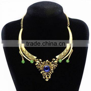 Women Jewelry 18k Gold Plated Pink Crystal Choker Chunky Statement Bib Necklace photo-5