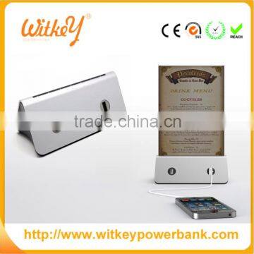 2016 Advertising Stand Power Bank 6000mah--13000mah Menu Holder Restaurant Power Bank